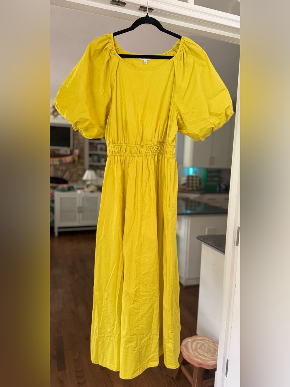 Banana Republic Cotton Poplin Puff-Sleeve Maxi Dress